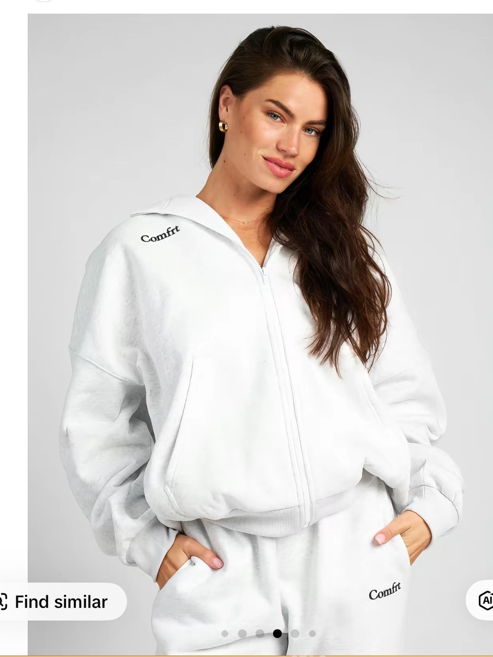 Comfrt Storm Grey Zip-Up Oversized Hoodie